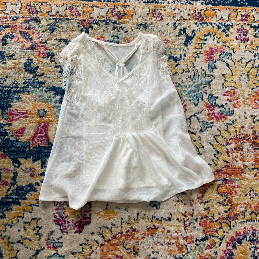 White lace detail blouse